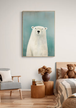 ijsbeer poster met houten lijst woonkamer