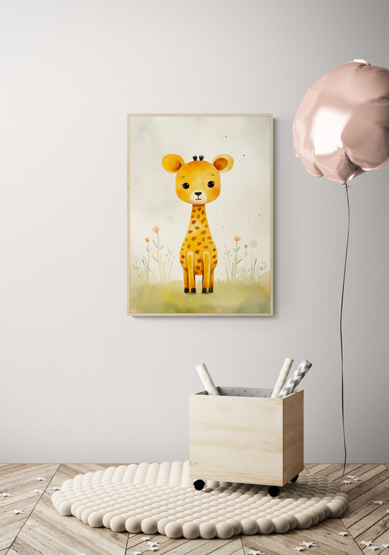 giraffe poster met houten lijst kinderkamer