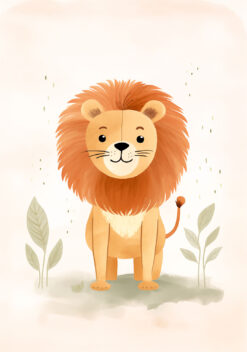schattige leeuw poster kinderkamer