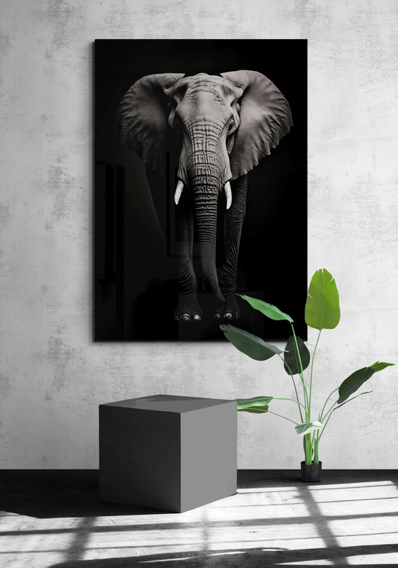 poster olifant met houten lijst woonkamer