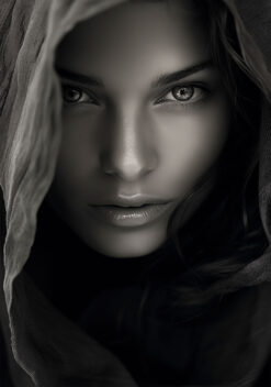 gesluierde vrouw poster woonkamer