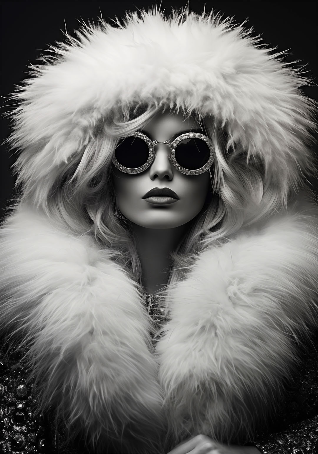 Vrouw met bontjas poster voor de woonkamer