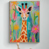 gekleurde giraffe poster met houten lijst kinderkamer