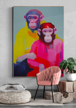 neon apen poster met houten lijst keuken