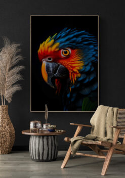 papegaai poster met houten lijst woonkamer