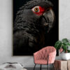 zwarte papegaai poster met houten lijst keuken