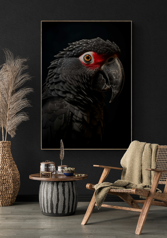 zwarte papegaai poster 50x70cm keuken