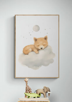 slapende wolf poster met houten lijst kinderkamer