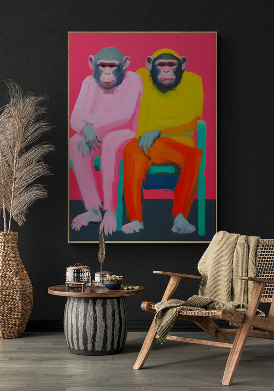 neon twee apen poster 50x70cm keuken