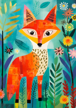 Gekleurde vos poster kinderkamer