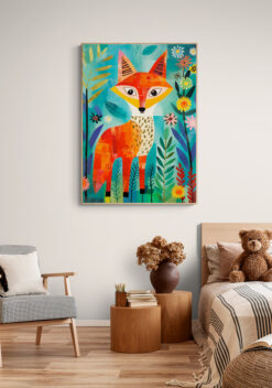gekleurde vos poster 50x70cm kinderkamer