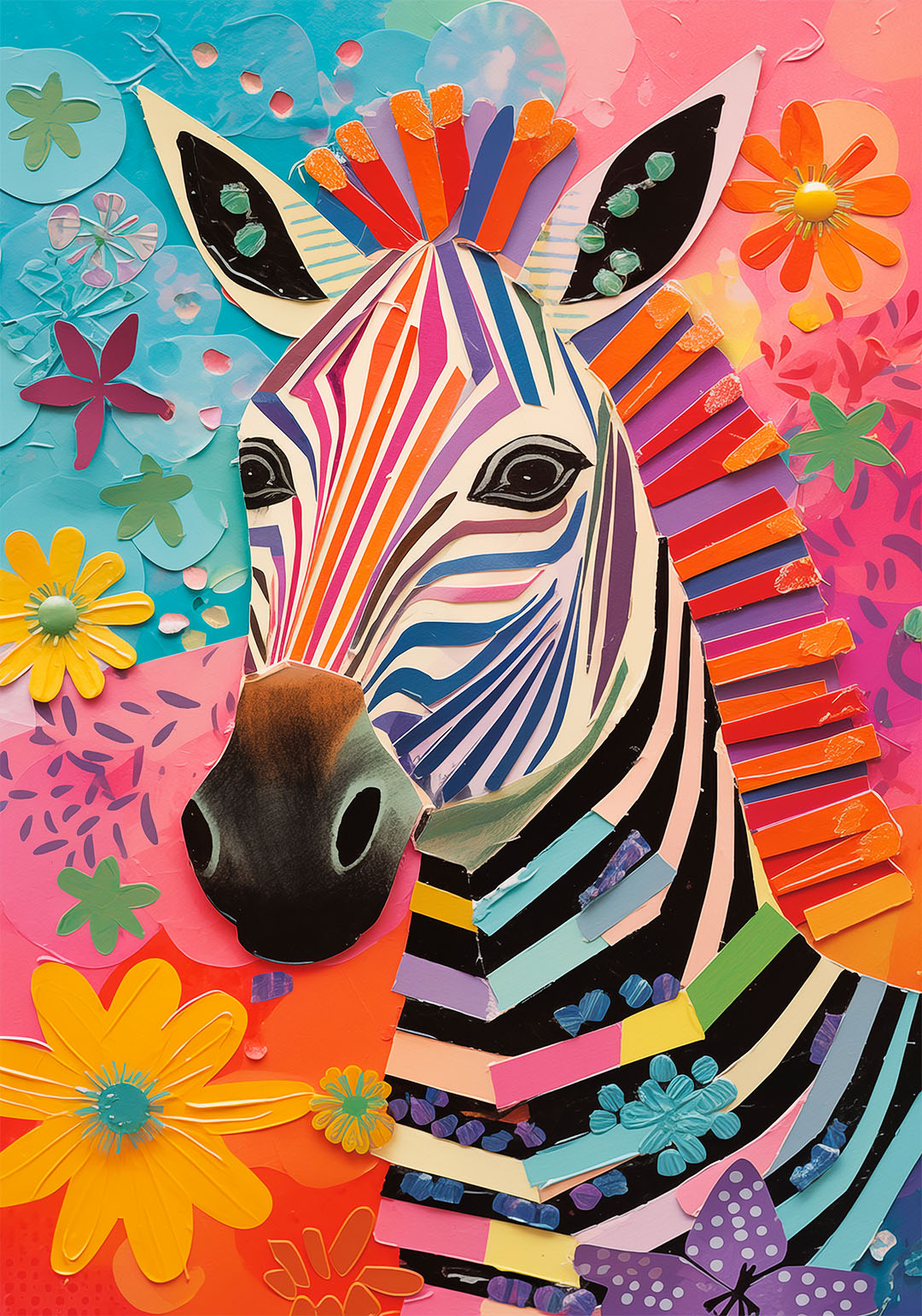 gekleurde zebra poster woonkamer