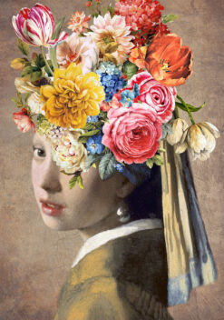 Meisje met de parel Flowers poster woonkamer