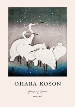 Ohara Koson - Groep zilverreigers | Poster woonkamer