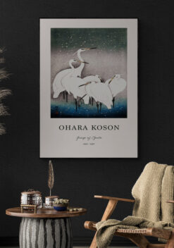 Ohara Koson - Groep zilverreigers | Poster 50x70cm woonkamer