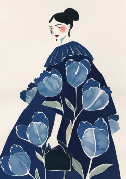 blauwe tulp jas poster woonkamer