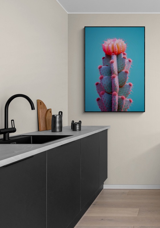 cactus III poster met houten lijst keuken