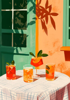 cocktail in de tuin poster keuken