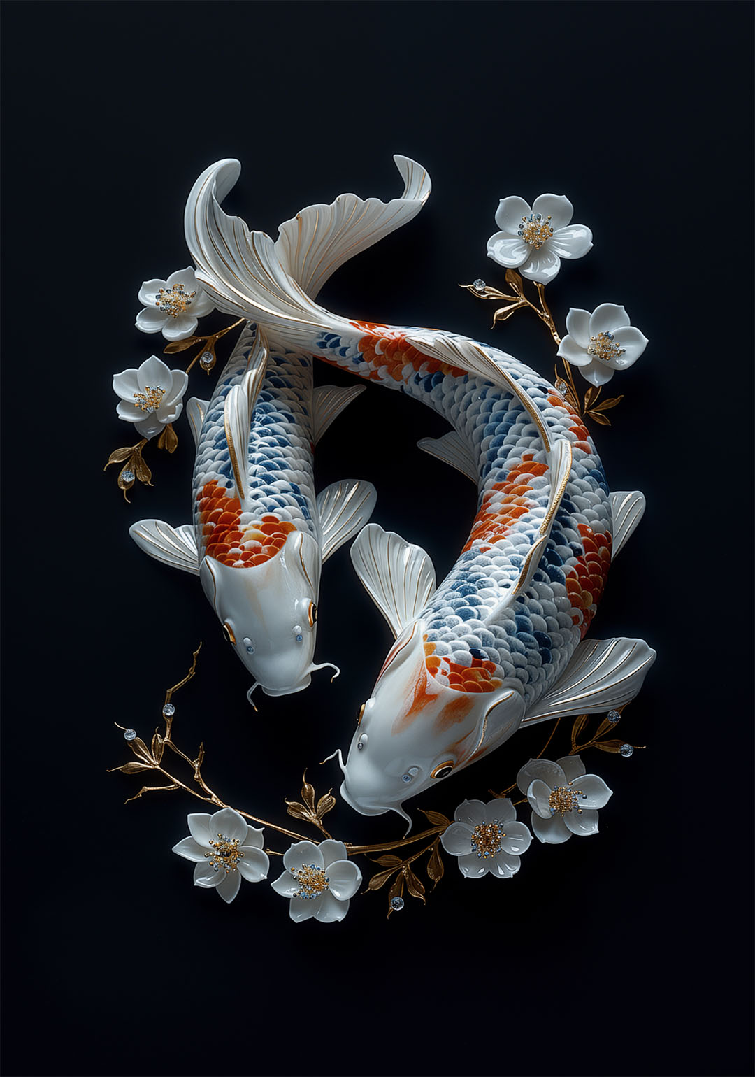 delfts blauwe koi karper poster keuken