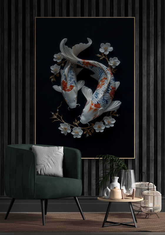 delfts blauwe koi karper poster 50x70cm keuken