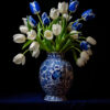 delfst blauwe tulpen poster keuken