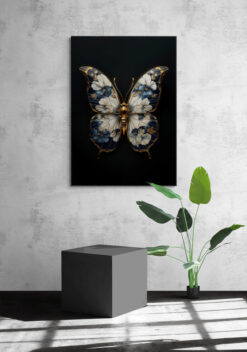 delfts blauwe vlinder poster met houten lijst keuken