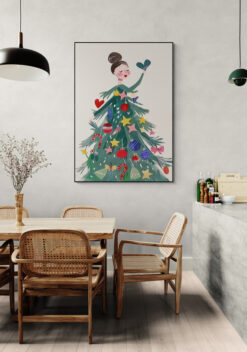 kerstboom jurk poster 50x70cm woonkamer