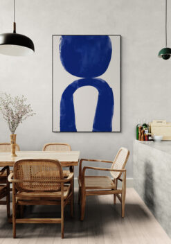 abstract blauw Poster in houten lijst keuken