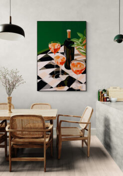 cocktail op tafel poster in houten lijst keuken