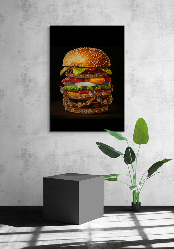 juwelen burger poster met houten lijst keuken