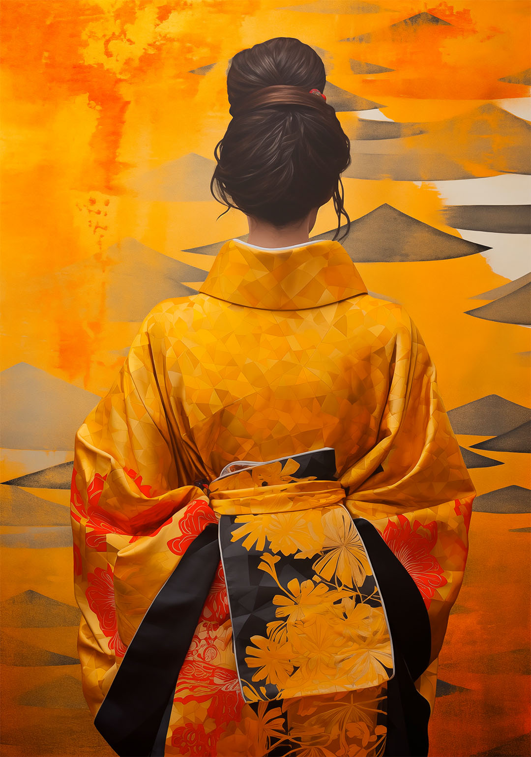 kimono geel poster slaapkamer