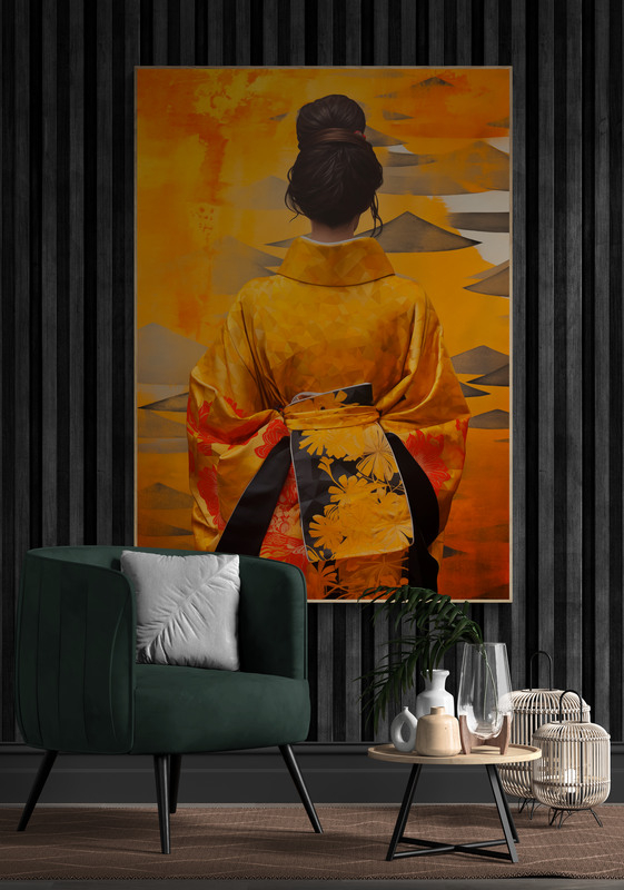 kimono geel poster 50x70cm keuken