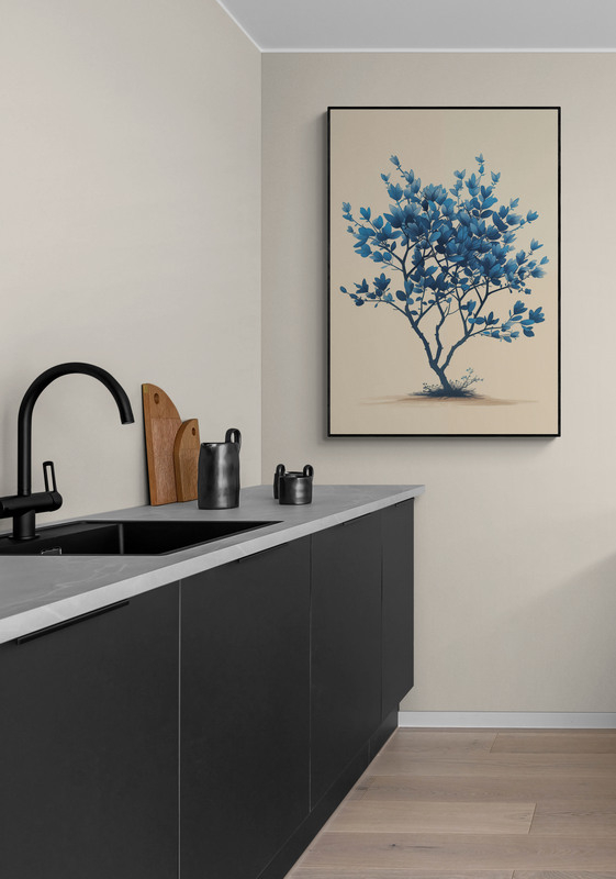 kleine boom poster met houten lijst keuken