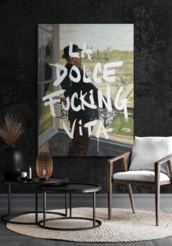 la dolce fucking vita poster met houten lijst slaapkamer