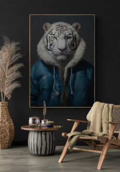 tijger met winterjas poster 50x70cm keuken