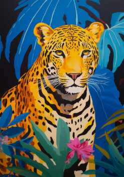 tropische jaguar close up poster woonkamer