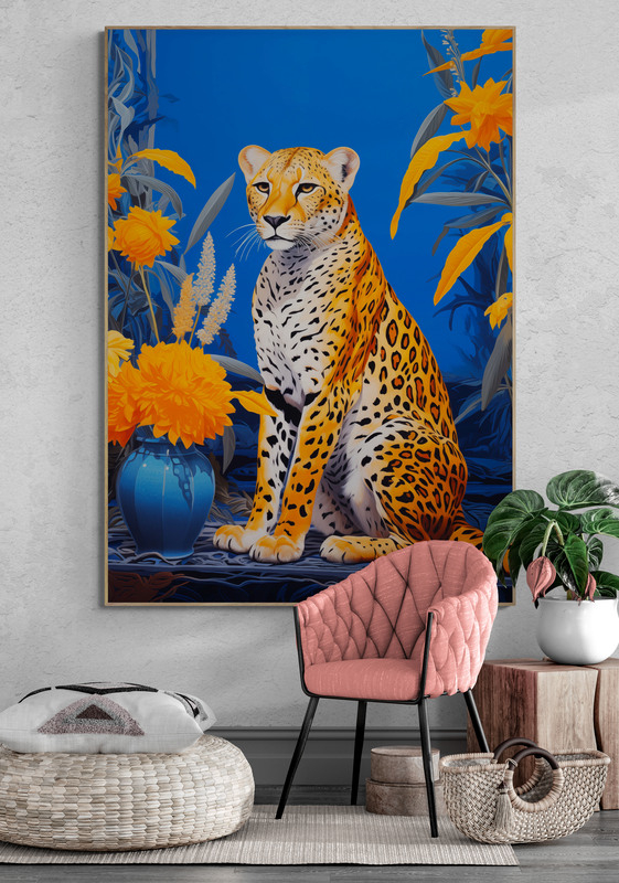 tropische jaguar poster met houten lijst keuken