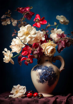 vaas met bloemen poster keuken