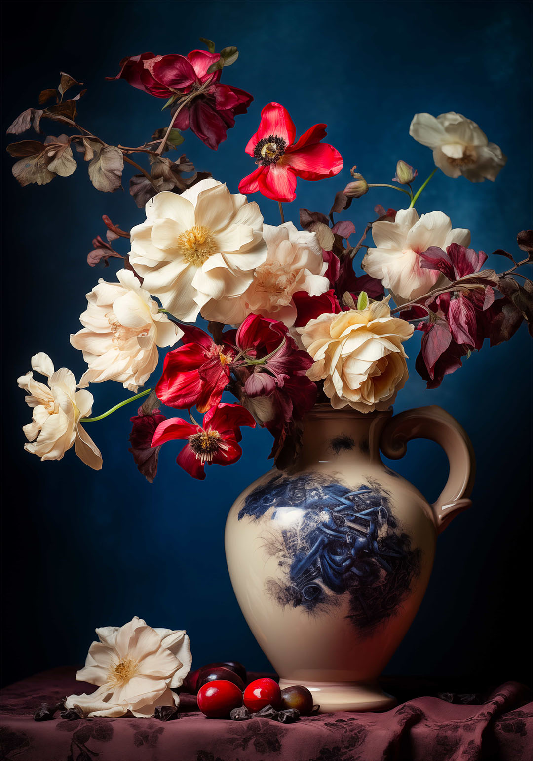 vaas met bloemen poster keuken