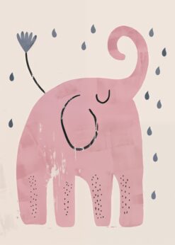 Roze Olifant poster kinderkamer