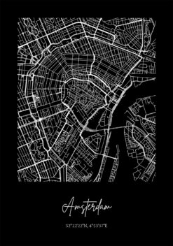 kaart amsterdam poster woonkamer