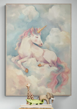 eenhoorn poster in houten lijst kinderkamer