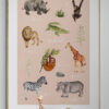 safari poster in houten lijst kinderkamer