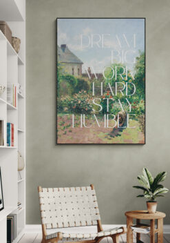 dream big poster in houten lijst woonkamer
